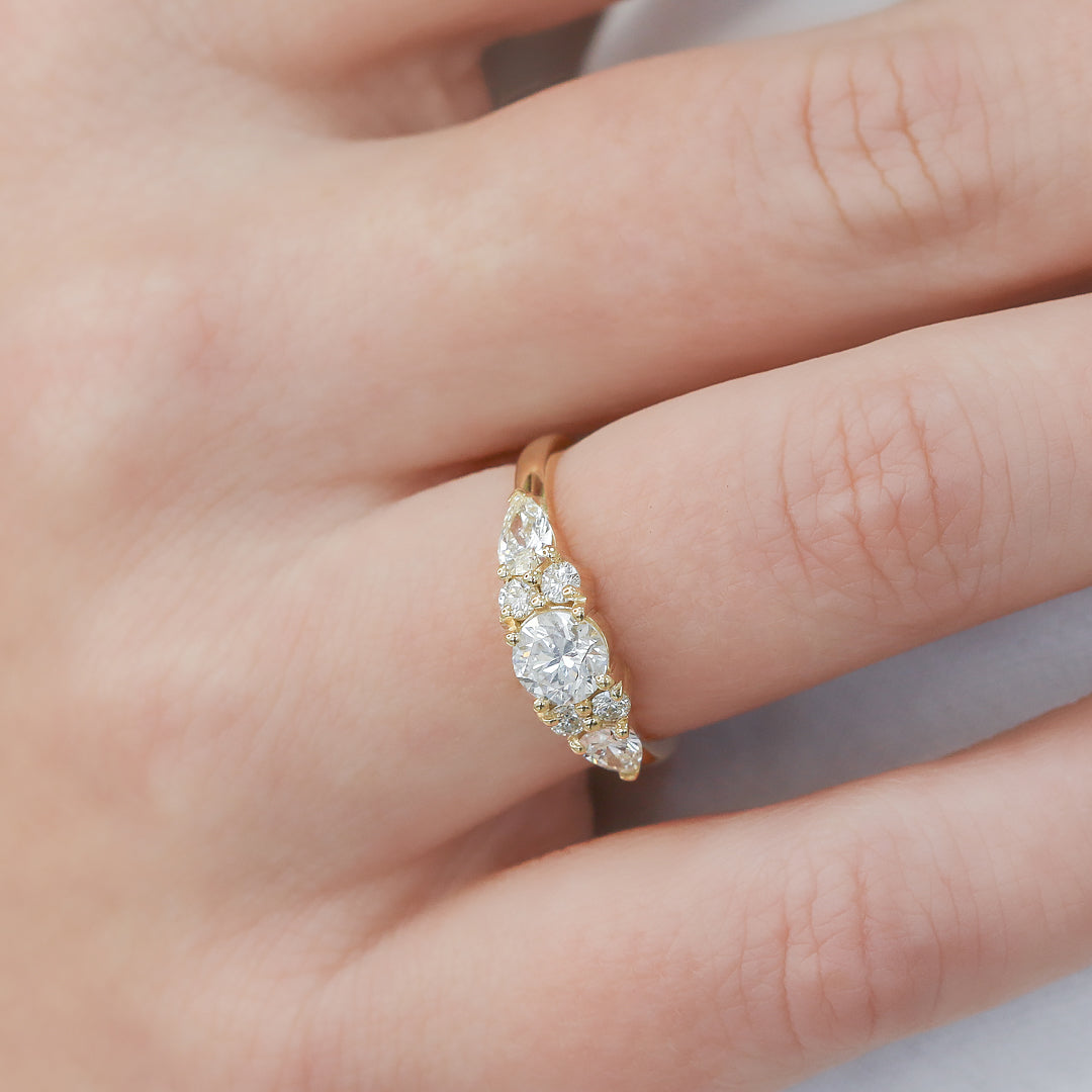 Art Deco Natural Round  Diamond Engagement Ring