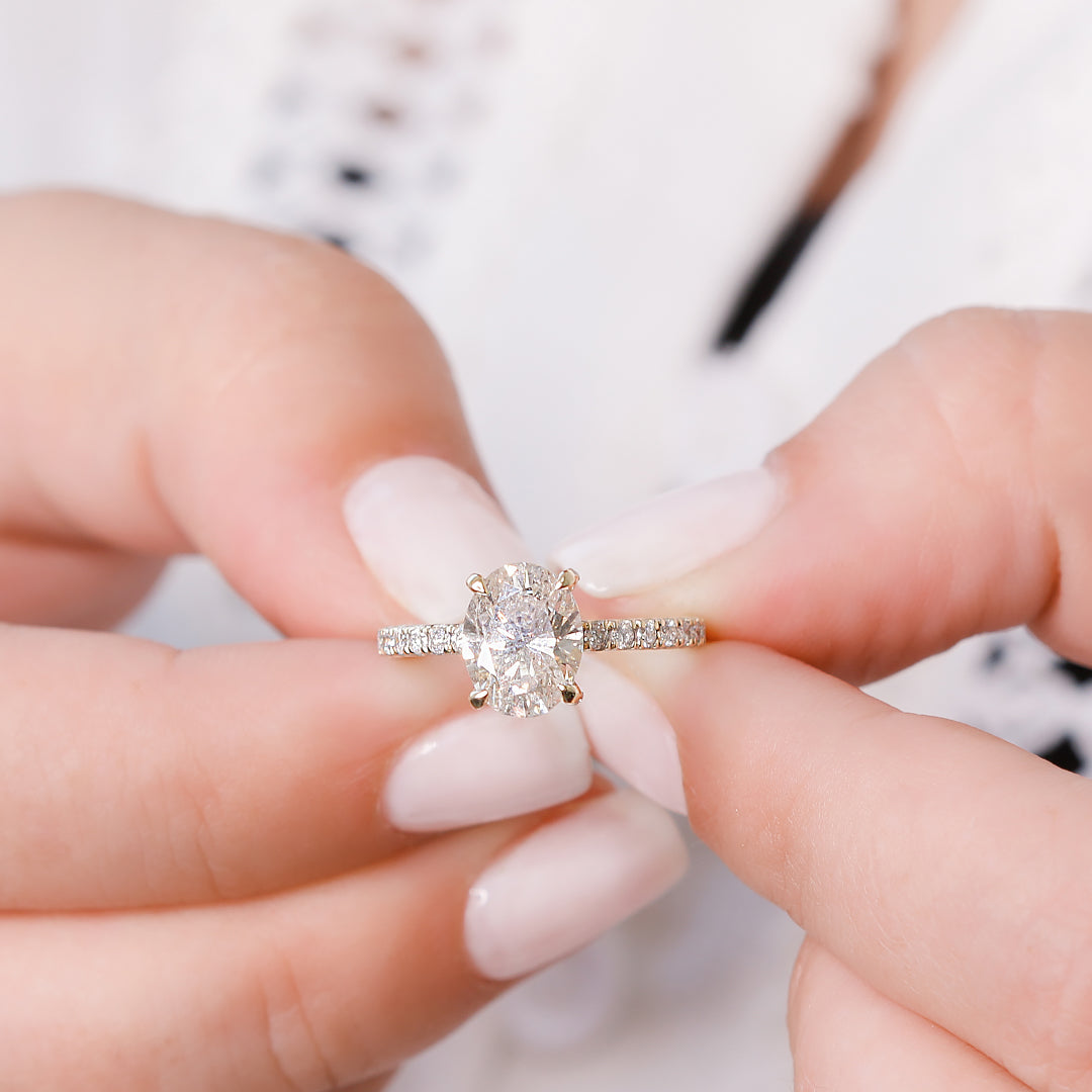 Gleam - Hidden Halo Natural Oval Cut Diamond Engagement Ring