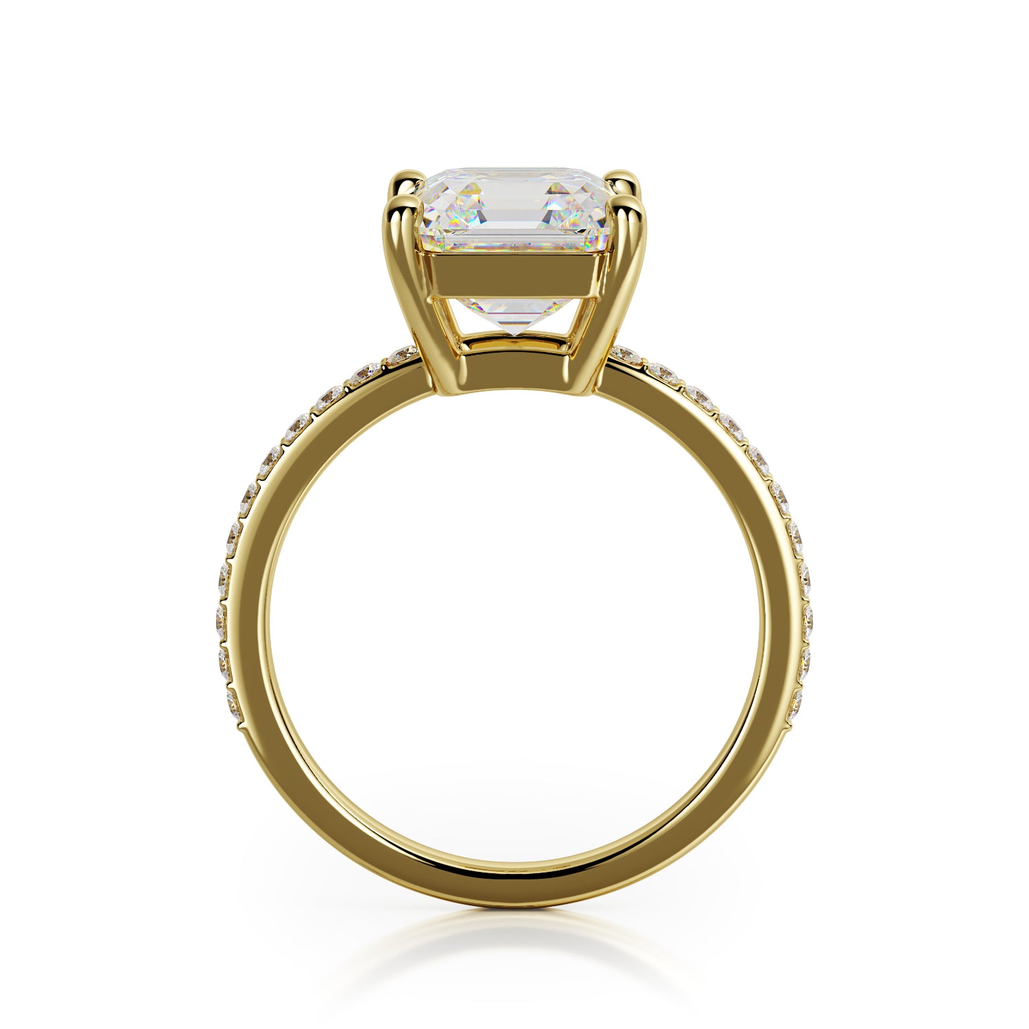 Accent Diamonds Natural Asscher Cut Diamond Engagement Ring