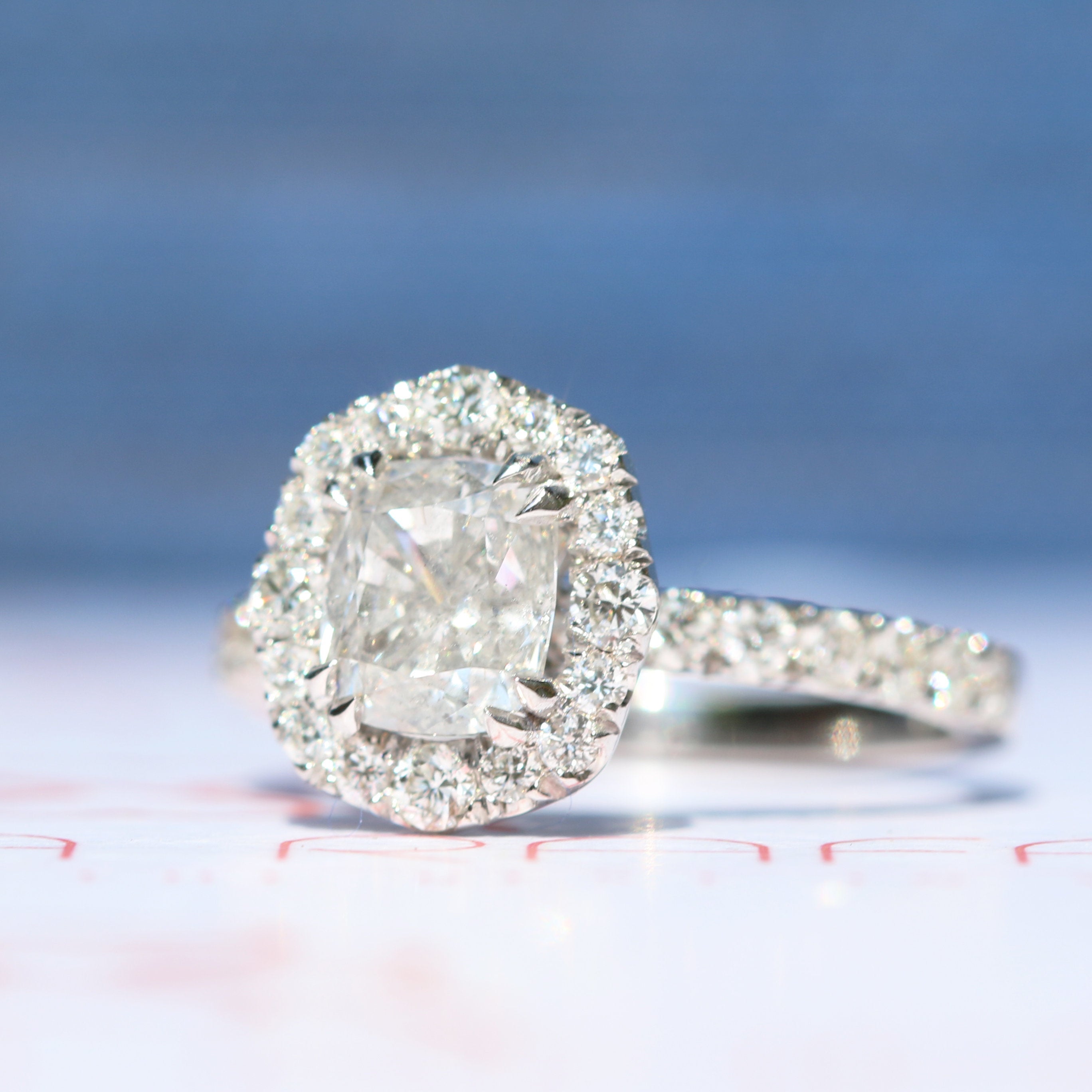 Vintage Natural Cushion Cut Diamond Engagement Ring