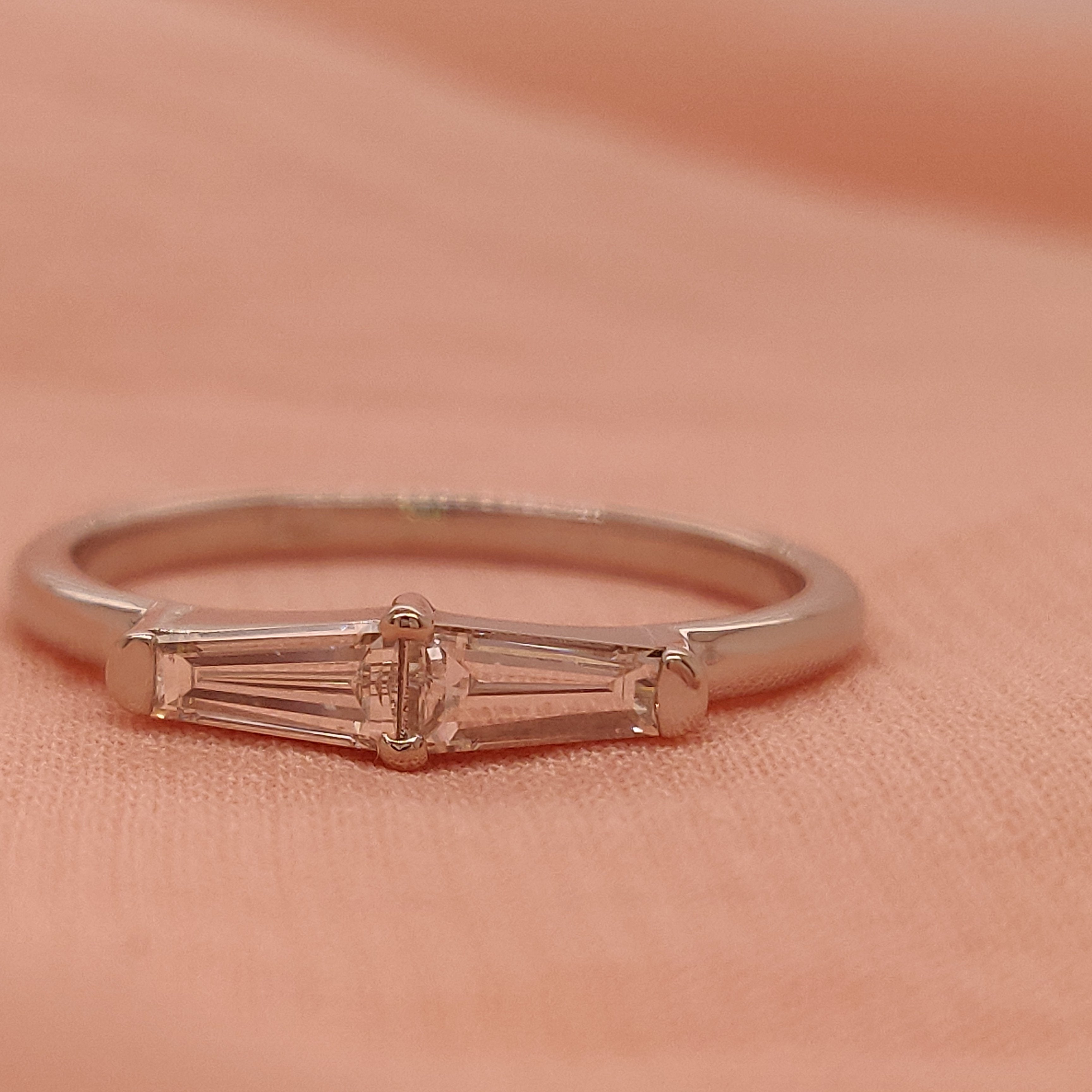 Lampshade - Geometric Natural Tappered cut Diamond Wedding Band