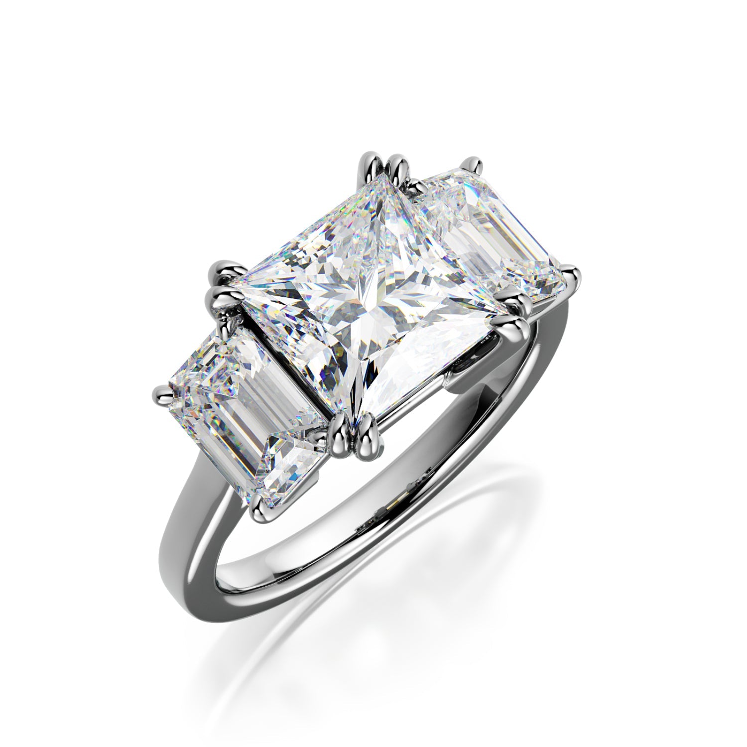 Plain Band Natural Princess Cut Diamond Engagement Ring