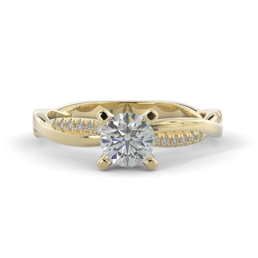 Twisted Shank Natural Round  Diamond Engagement Ring in White Gold